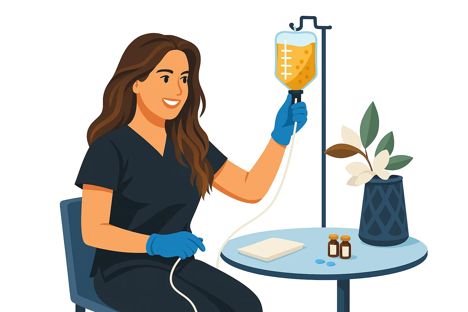 IV drip therapy Prague - nurse administering IV infusion at home